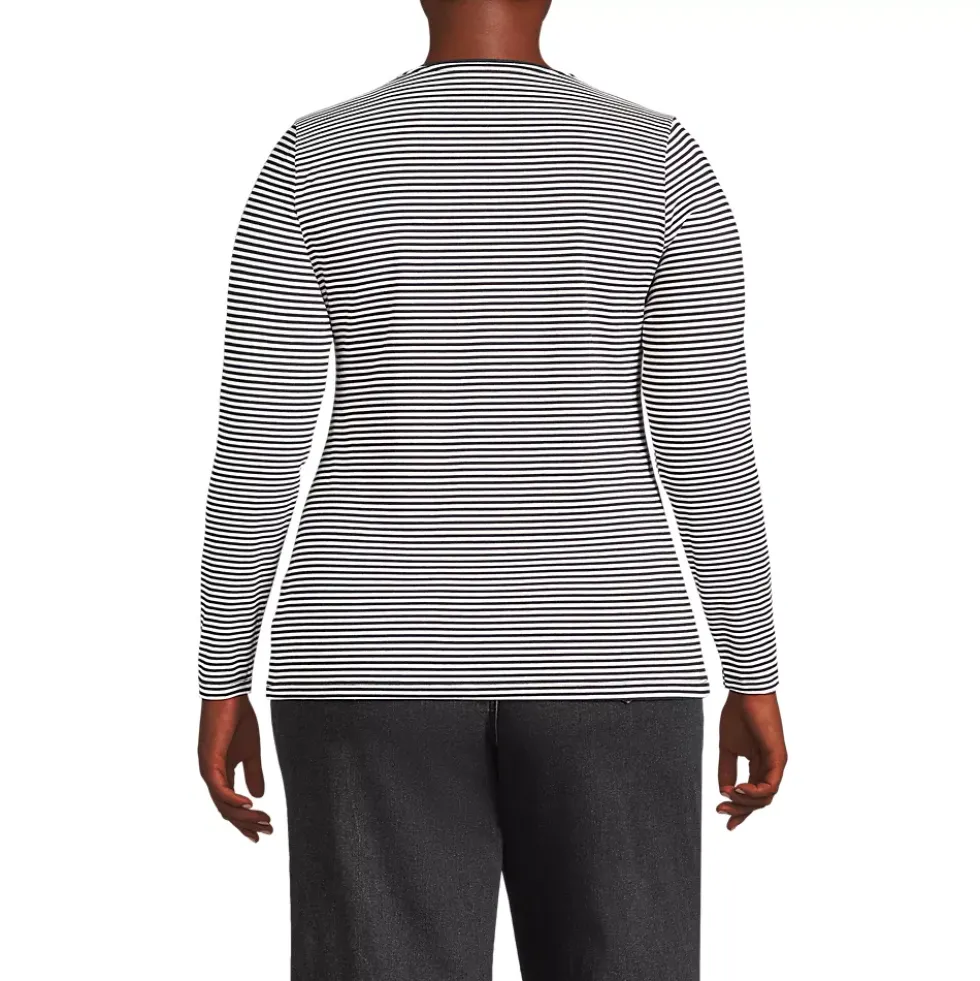 Women's Plus Size Lightweight Jersey Skimming Long Sleeve Crew Neck T-shirt