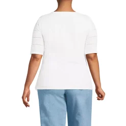 Women's Plus Size Lightweight Jersey Eyelet Side Tie Top