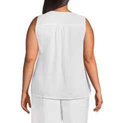 Women's Plus Size Linen V Neck Top