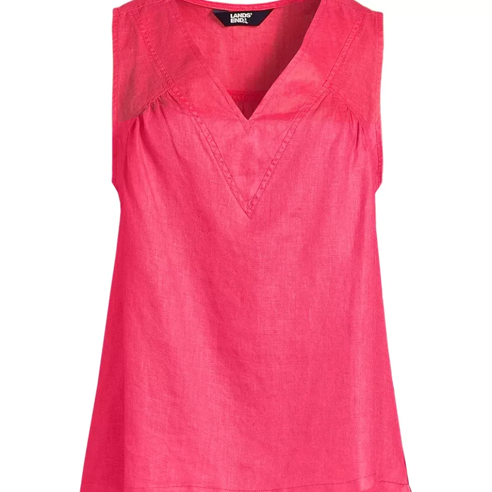 Women's Plus Size Linen V Neck Top