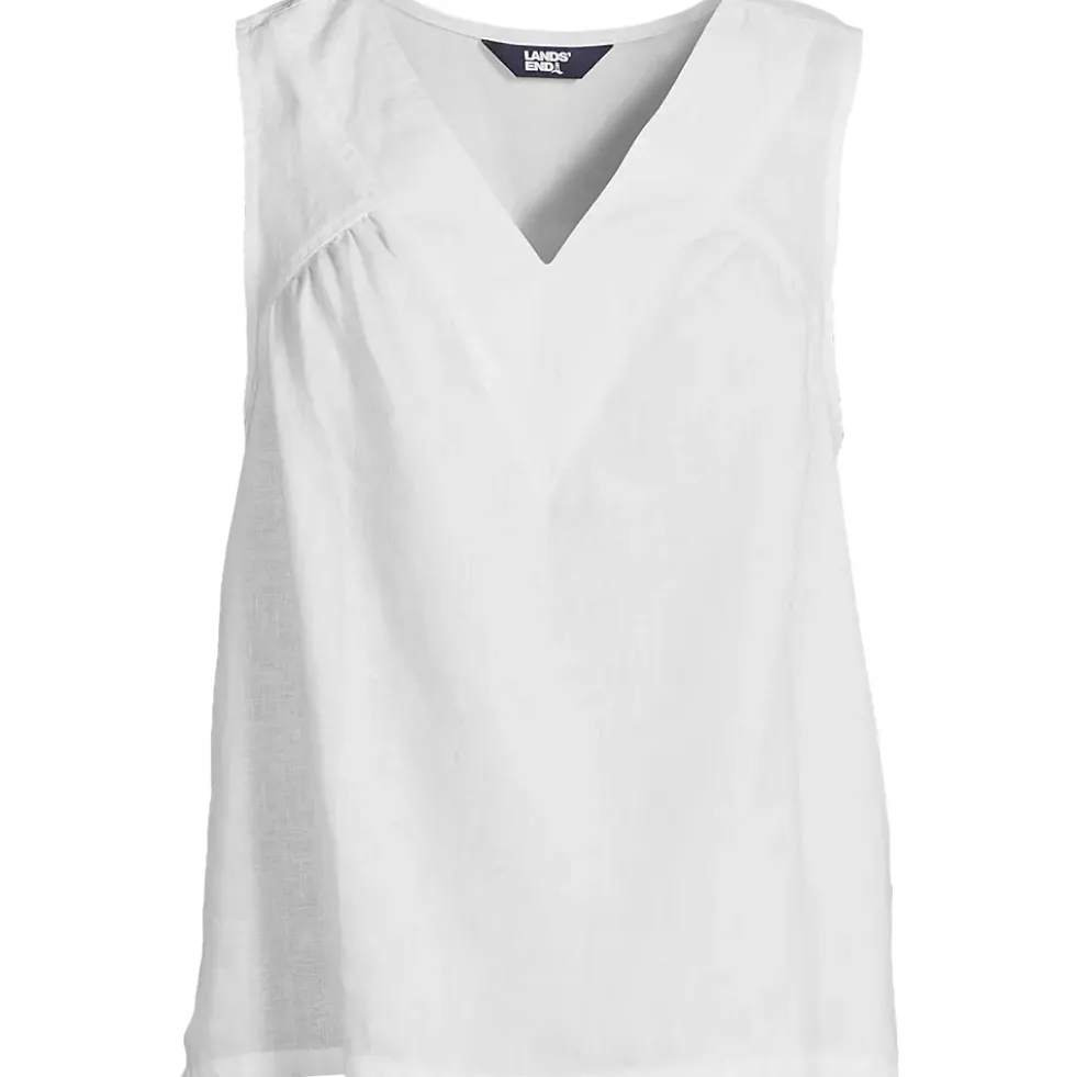 Women's Plus Size Linen V Neck Top