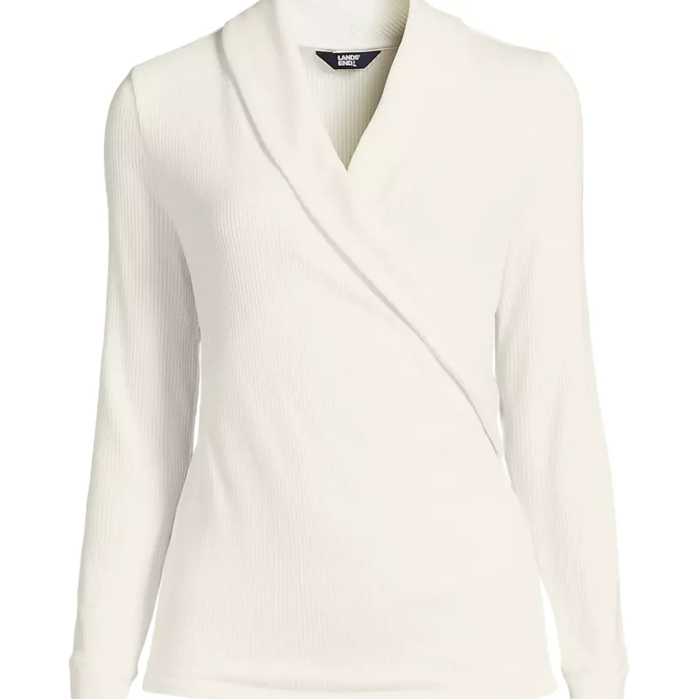 Women's Plus Size Long Sleeve Brushed Rib Wrap Top