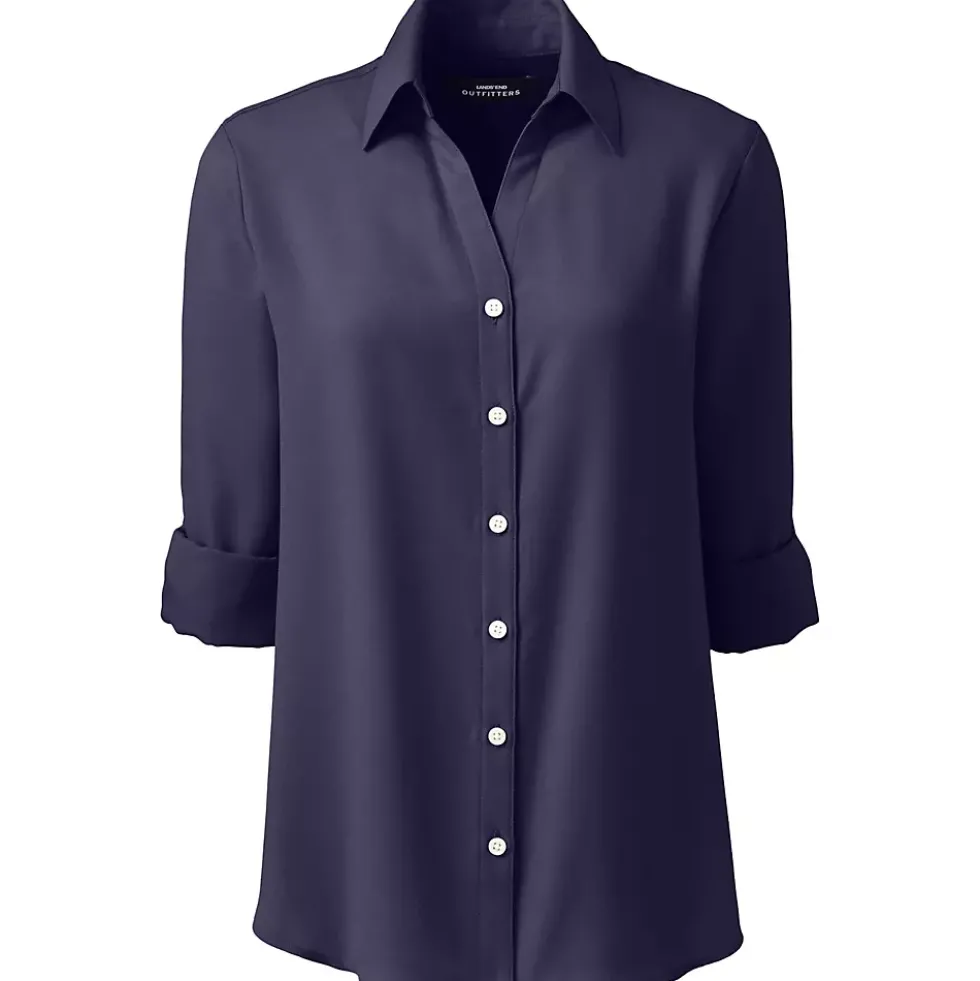 Women's Plus Size Long Sleeve Crepe Blouse