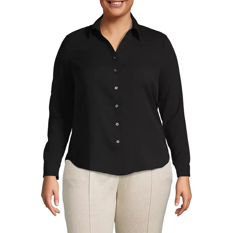 Women's Plus Size Long Sleeve Crepe Blouse