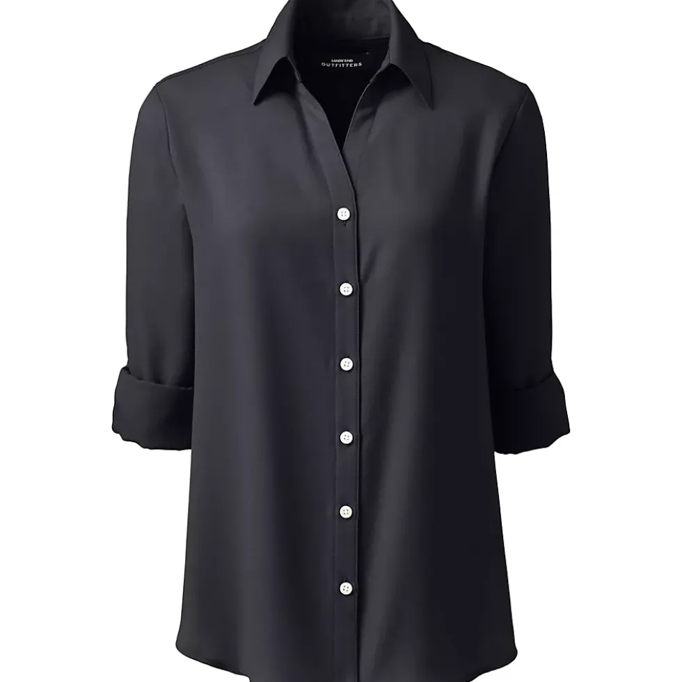 Women's Plus Size Long Sleeve Crepe Blouse