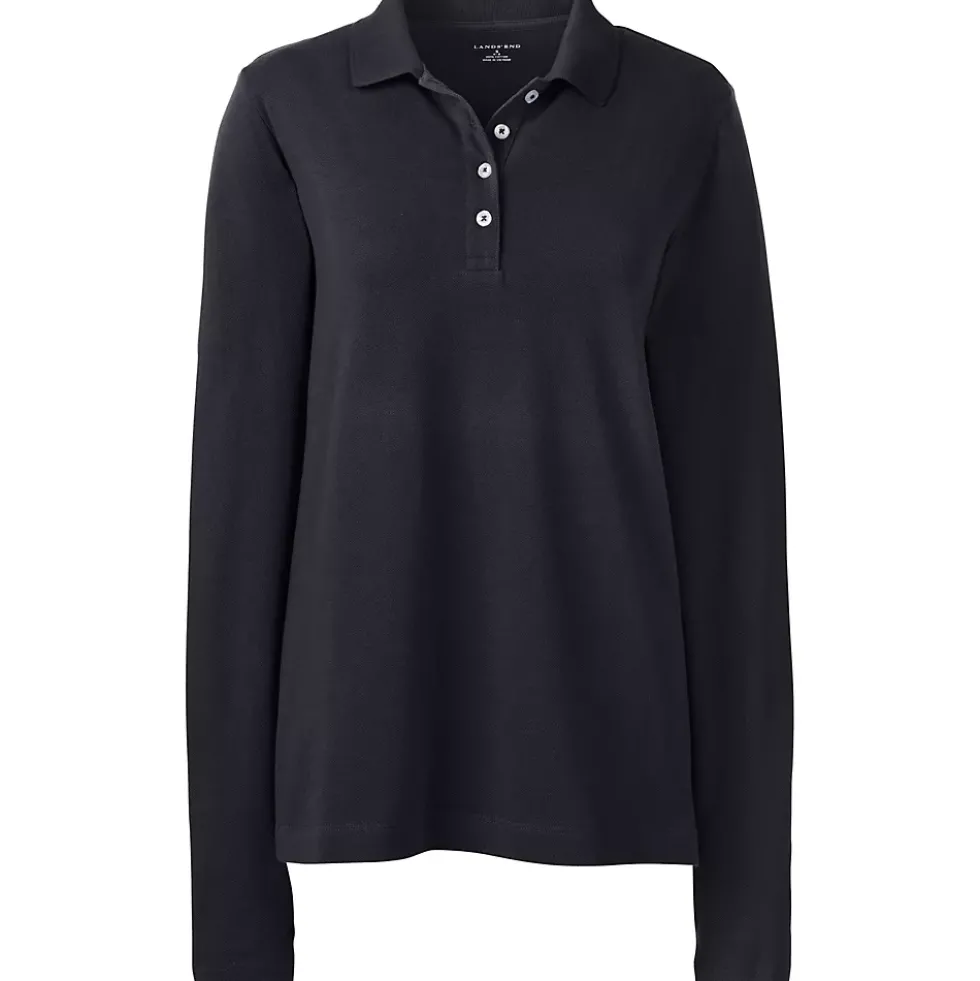 Women's Plus Size Long Sleeve Mesh Polo