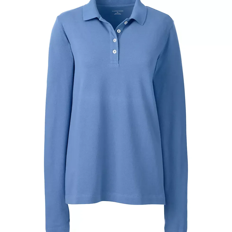 Women's Plus Size Long Sleeve Mesh Polo