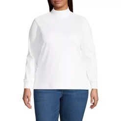 Women's Plus Size Long Sleeve Supima Mock Turtleneck