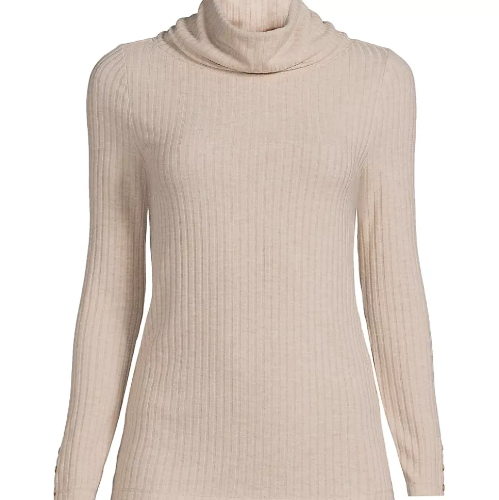 Women's Plus Size Long Sleeve Wide Rib Turtleneck