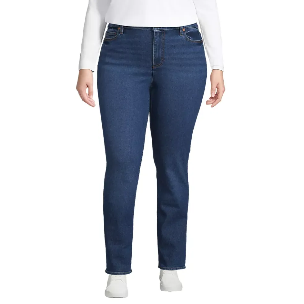 Women's Plus Size Mid Rise Straight Leg Jeans