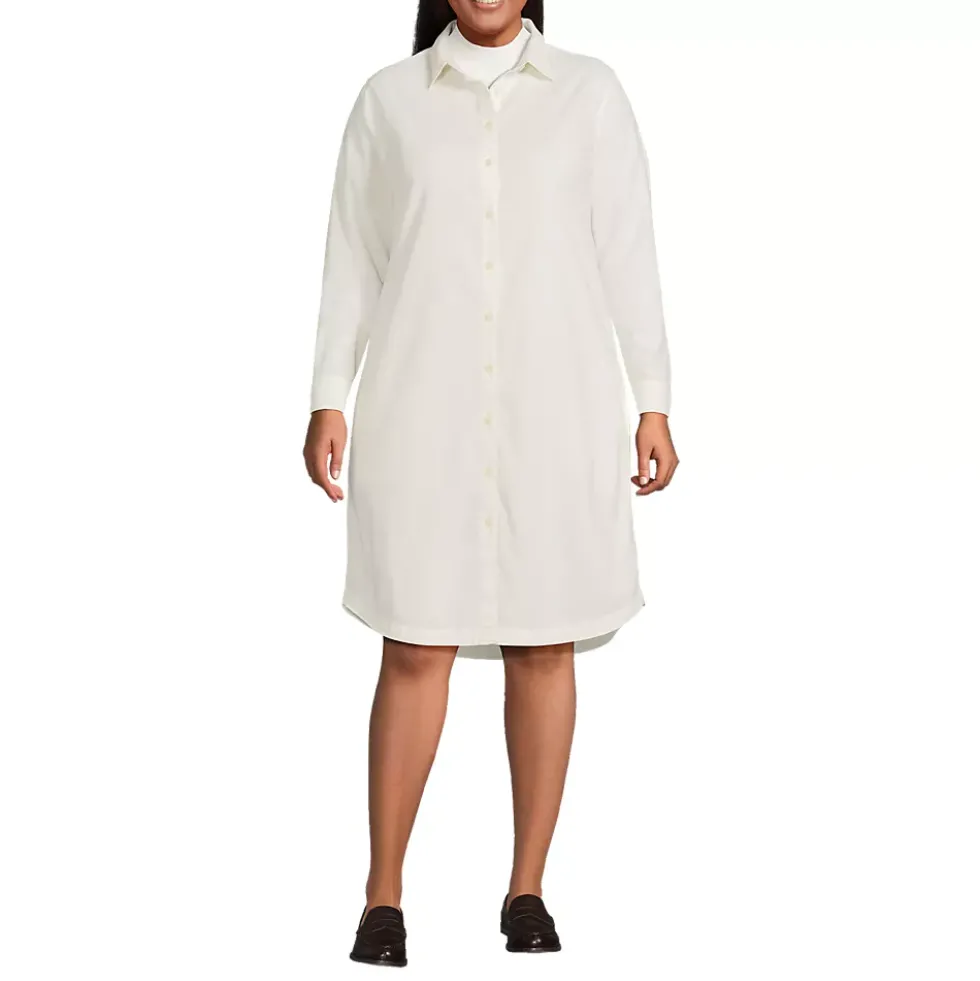 Women's Plus Size Pinwale Cord Button Front Dress