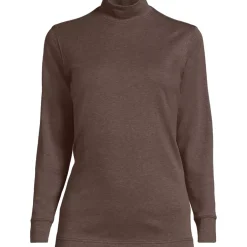 Women's Plus Size Relaxed Cotton Long Sleeve Mock Turtleneck
