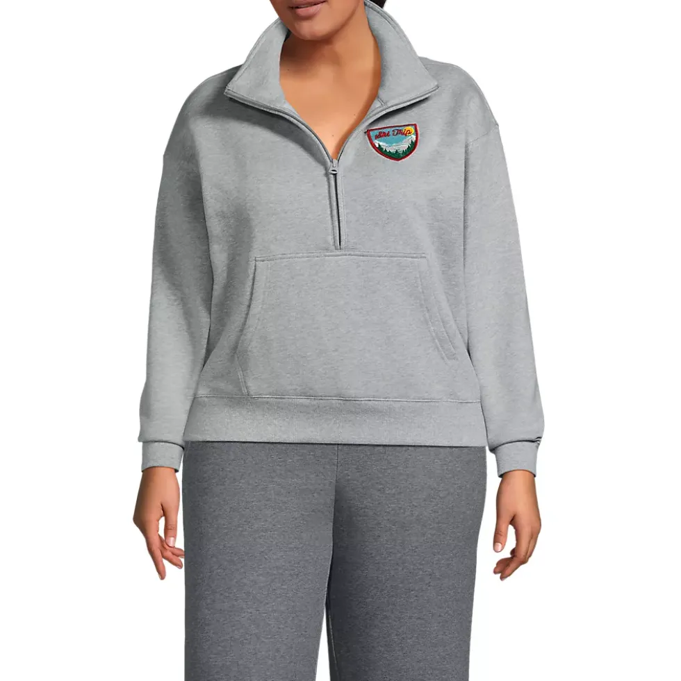 Women's Plus Size Relaxed Serious Sweats Long Sleeve 1/2 Zip Sweatshirt