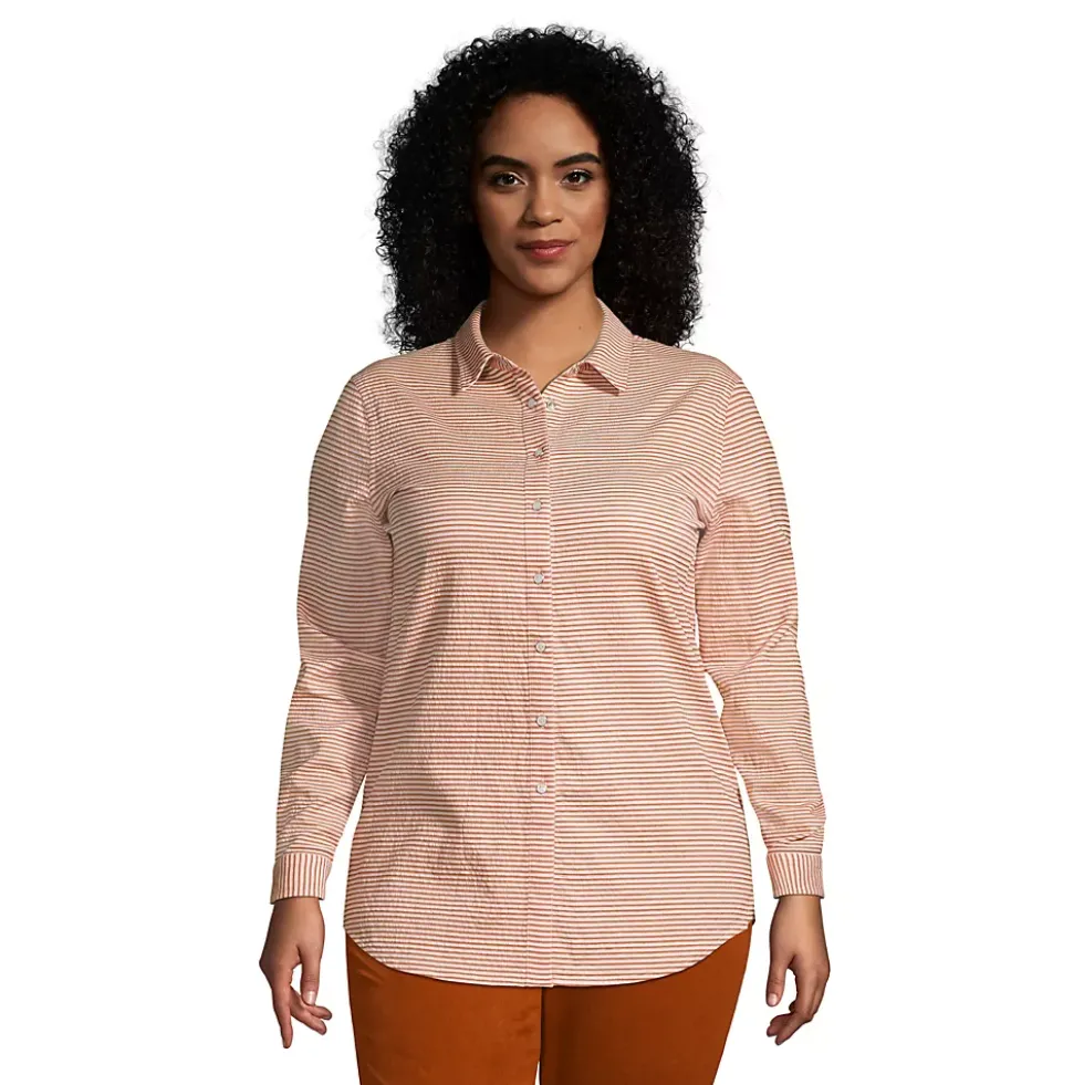 Women's Plus Size Reversible Boyfriend Fit Long Sleeve Tunic Top