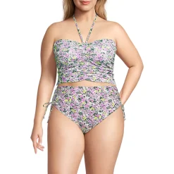 Womens Plus Size Ruched Halter Midkini Top