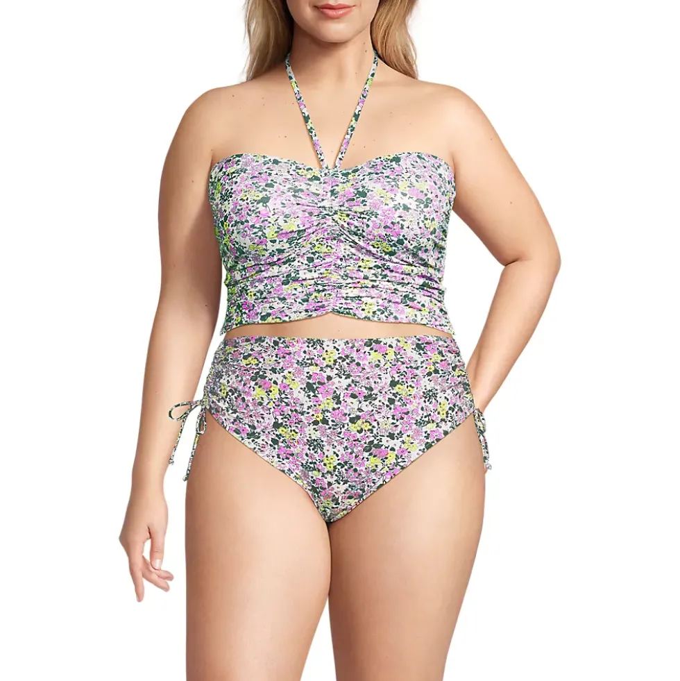 Womens Plus Size Ruched Halter Midkini Top