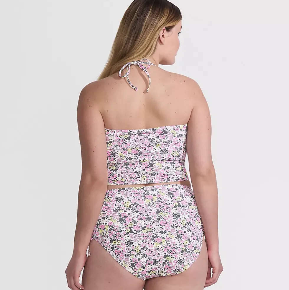 Womens Plus Size Ruched Halter Midkini Top