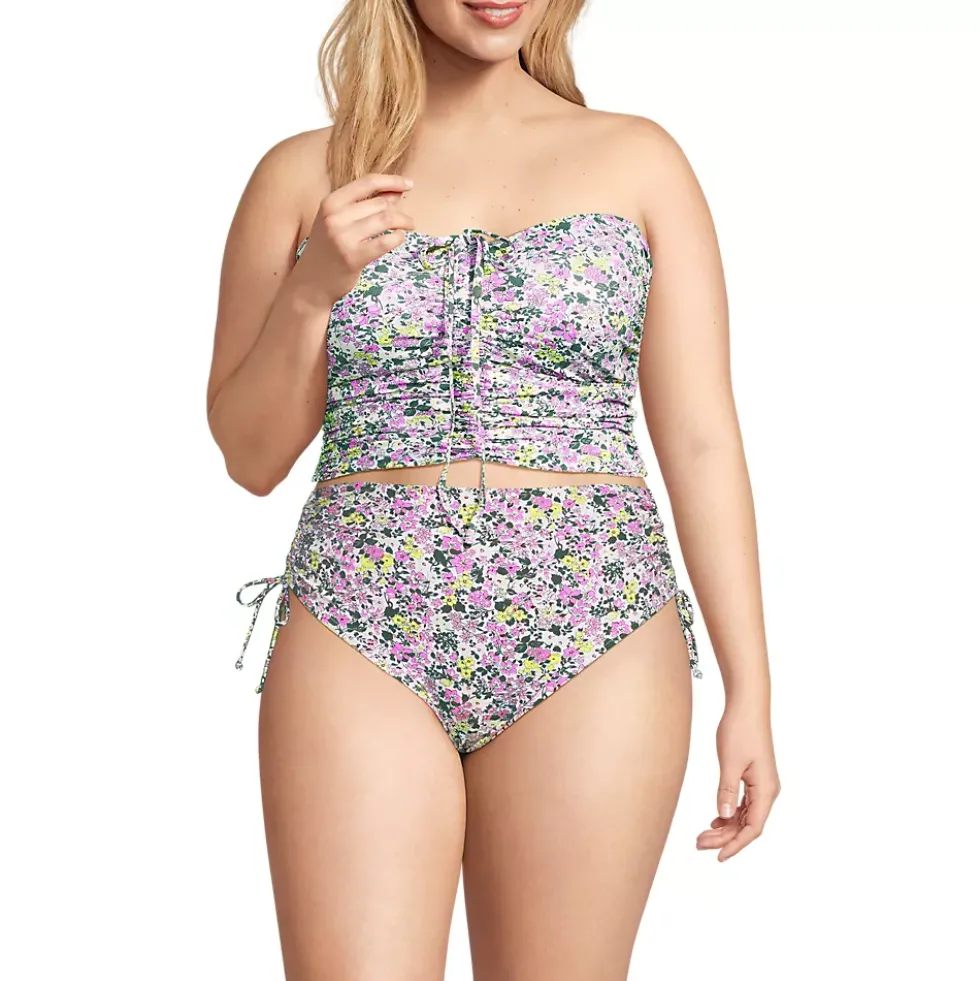 Womens Plus Size Ruched Halter Midkini Top