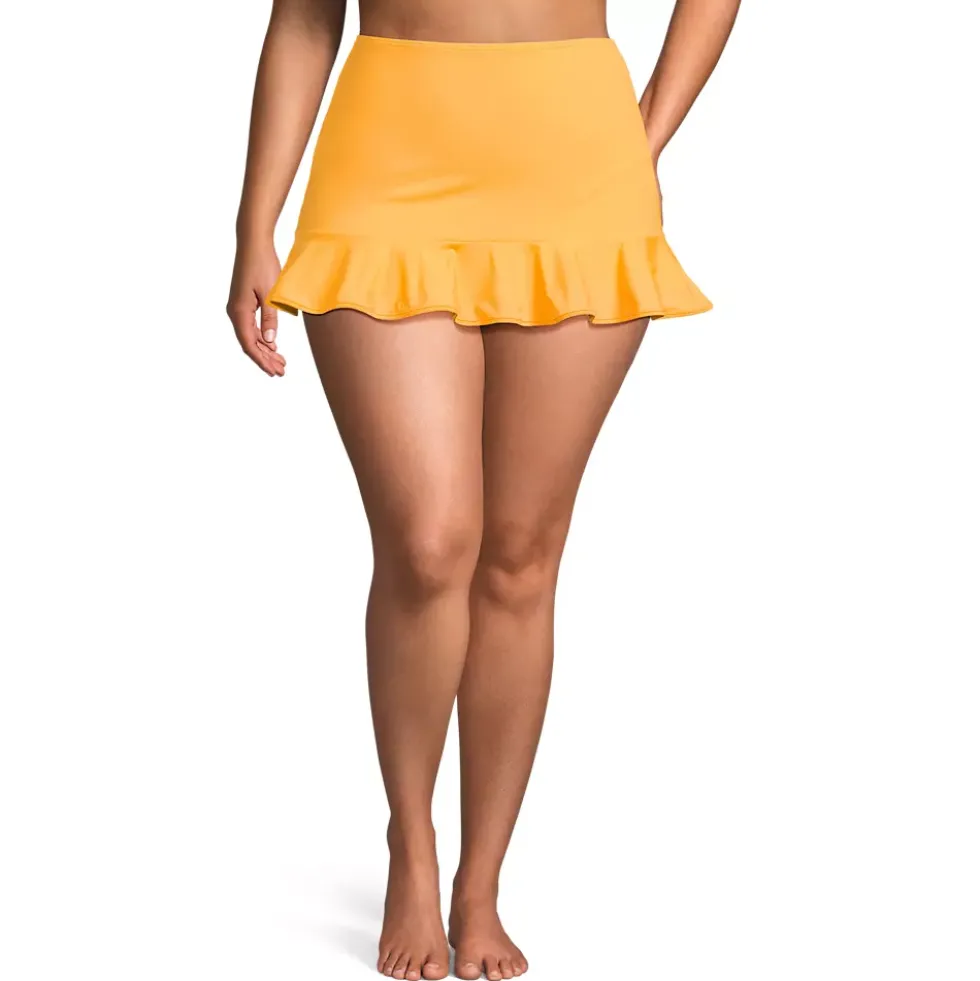 Women's Plus Size Ruffle Hem Mini Swim Skirt