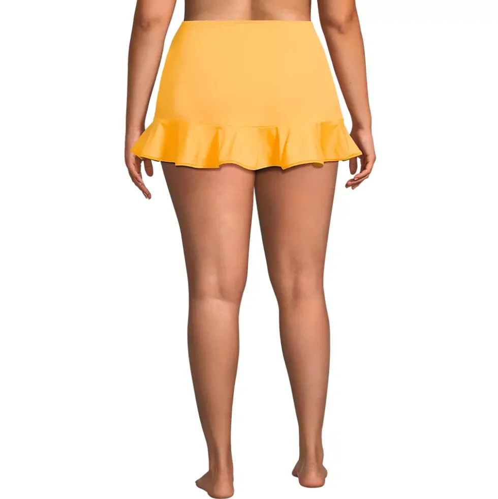 Women's Plus Size Ruffle Hem Mini Swim Skirt