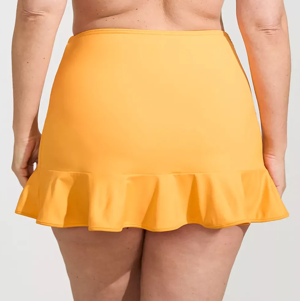 Women's Plus Size Ruffle Hem Mini Swim Skirt