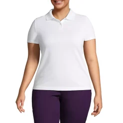 Women's Plus Size Short Sleeve Basic Mesh Polo Shirt