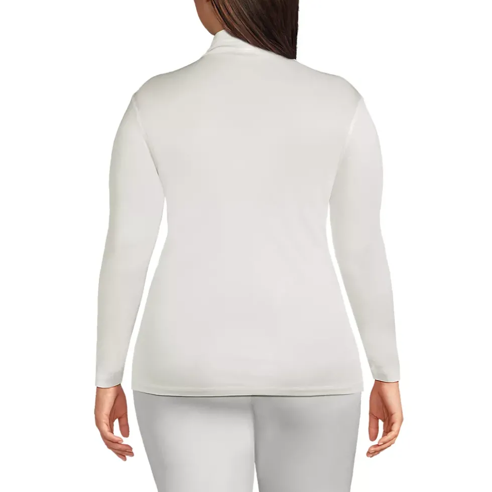 Women's Plus Size Silk Interlock Turtleneck Long Underwear Top