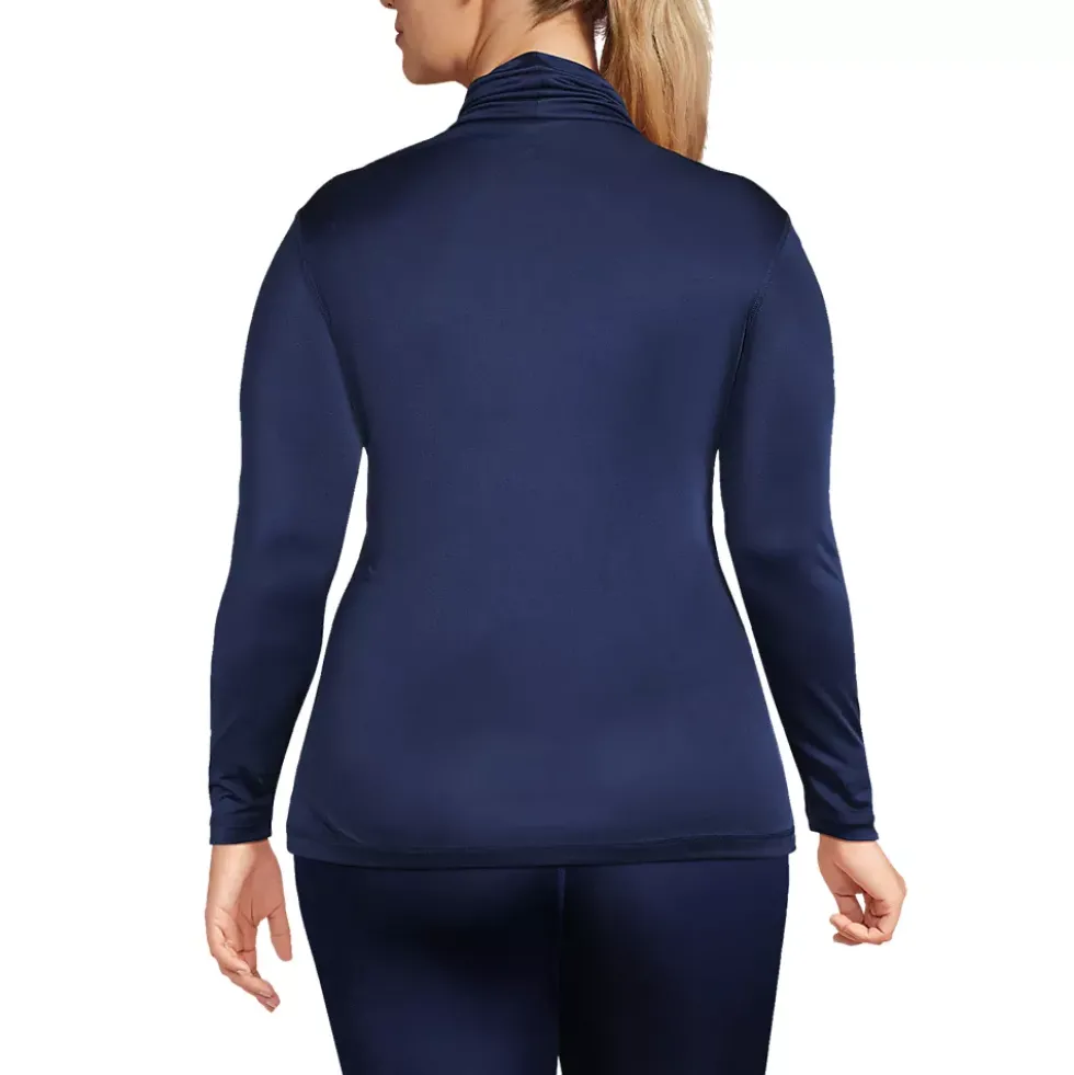Women's Plus Size Silk Interlock Turtleneck Long Underwear Top