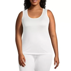 Women's Plus Size Silk Interlock Thermal Long Underwear Base Layer Tank Top