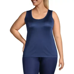 Women's Plus Size Silk Interlock Thermal Long Underwear Base Layer Tank Top