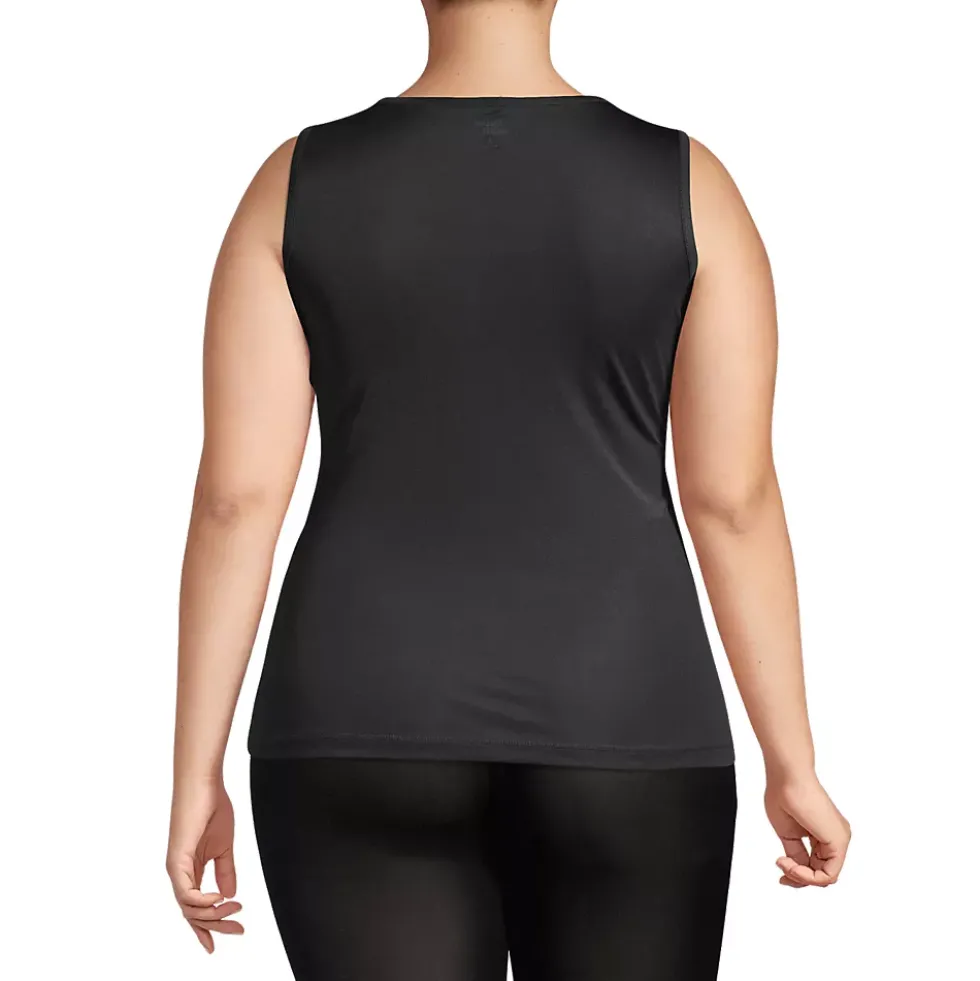 Women's Plus Size Silk Interlock Thermal Long Underwear Base Layer Tank Top