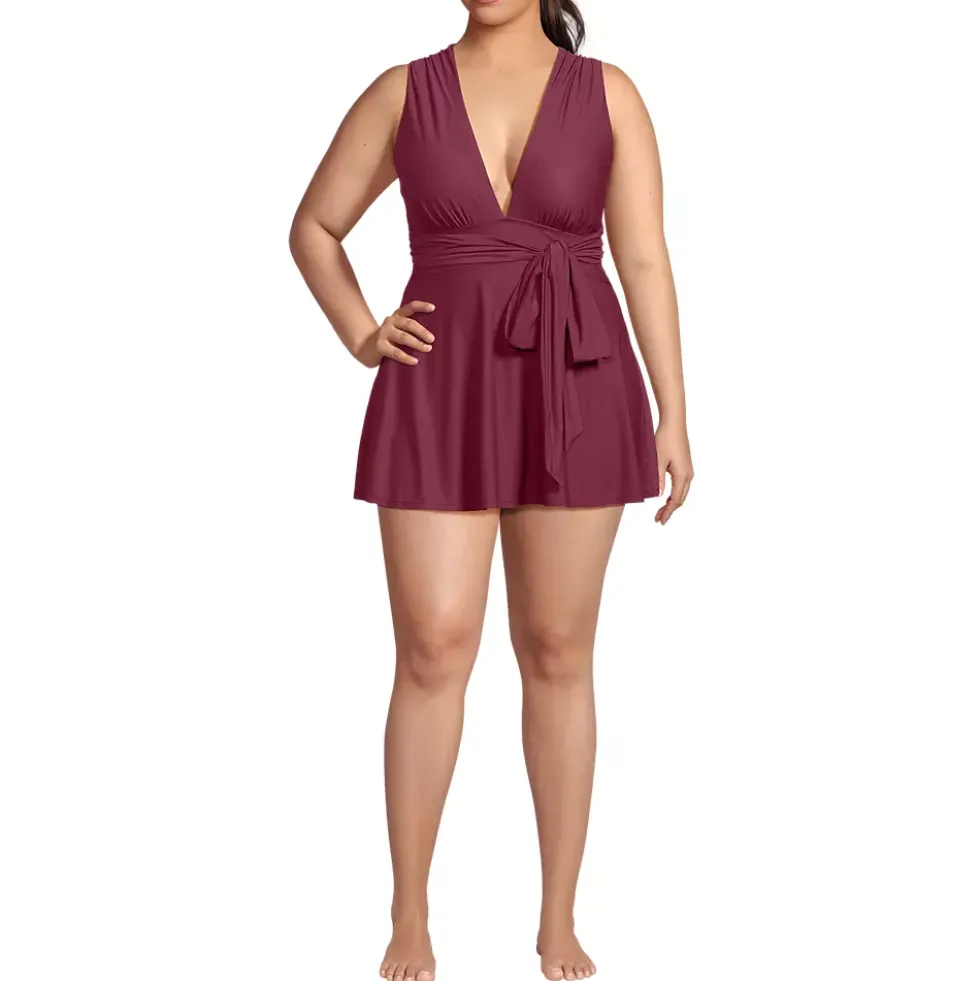 Women's Plus Size SlenderSuit Multi Way Swim Dress One Piece Swimsuit
