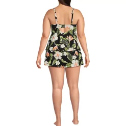 Women's Plus Size Square Neck Flutter Tankini Control Skirt Set