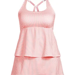 Women's Plus Size Square Neck Flutter Tankini Control Skirt Set