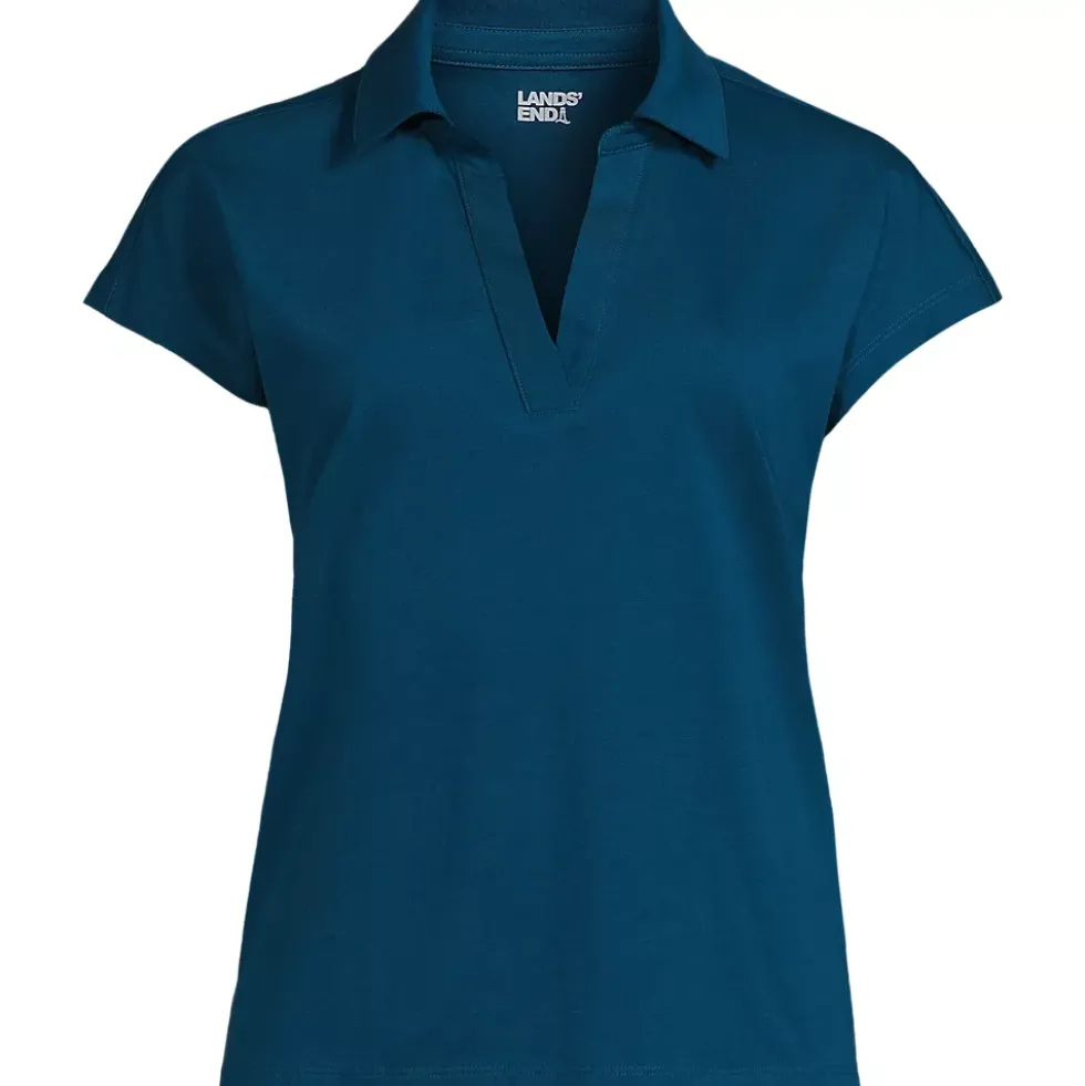 Women's Plus Size Supima Cotton Johnny Collar Polo