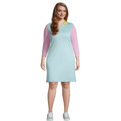 Women's Plus Size Supima Cotton 3/4 Sleeve Polo Dress