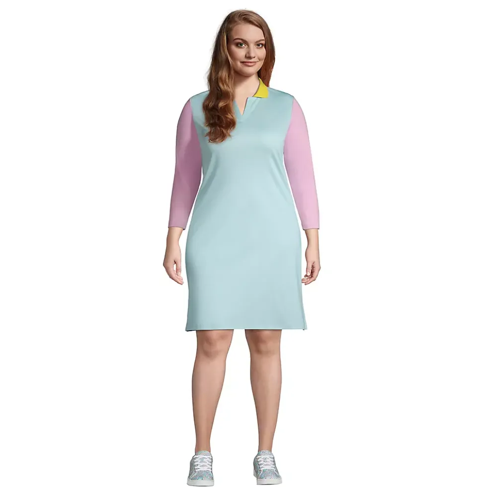 Women's Plus Size Supima Cotton 3/4 Sleeve Polo Dress