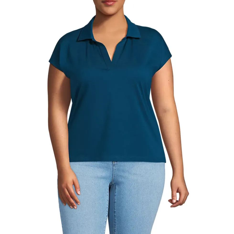 Women's Plus Size Supima Cotton Johnny Collar Polo