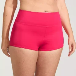 Women's Plus Size Tugless High Waisted Swim Boy Shorts