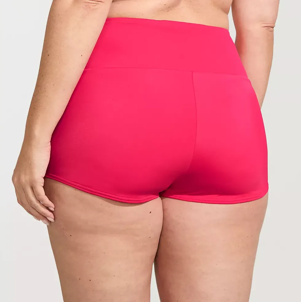 Women's Plus Size Tugless High Waisted Swim Boy Shorts