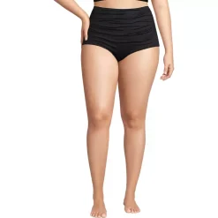 Women's Plus Size Tummy Control Retro High Waisted Bikini Swim Bottoms