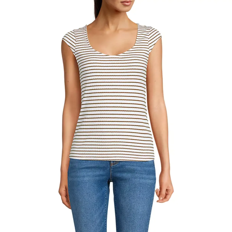 Women's Pointelle Cap Sleeve Top