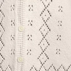 Women's Pointelle Crew Neck Cardigan Sweater