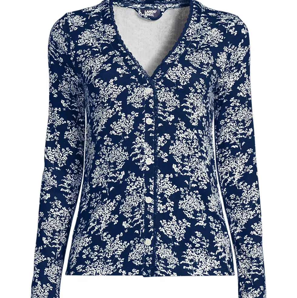 Women's Pointelle Long Sleeve Sleep Cardigan