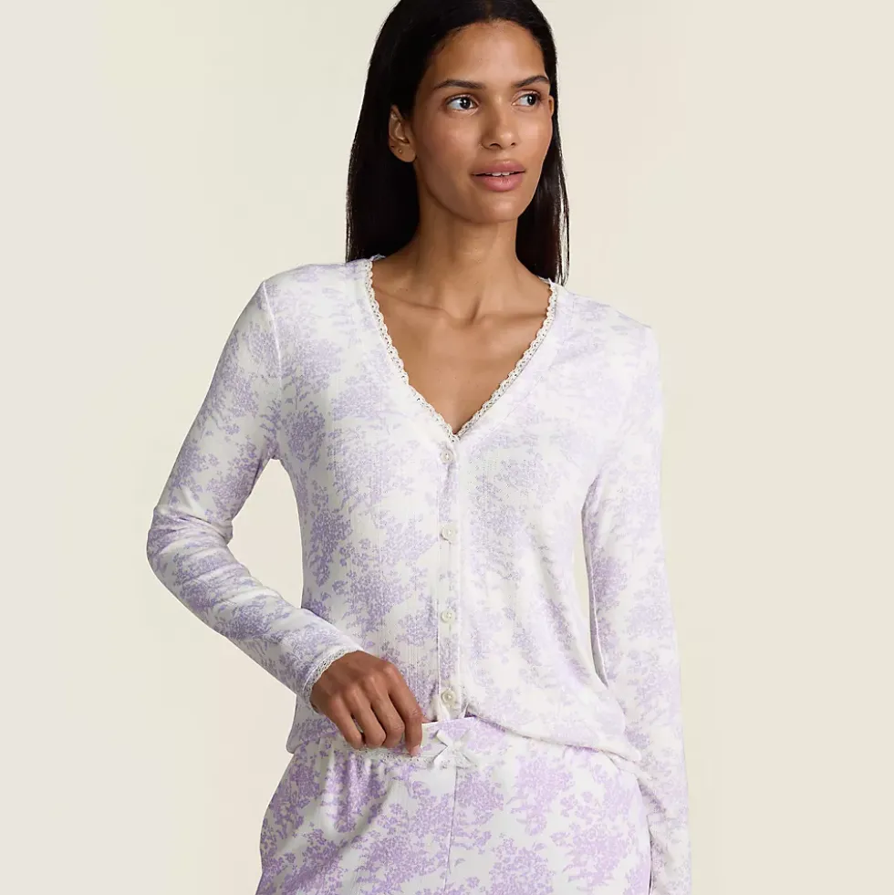 Women's Pointelle Long Sleeve Sleep Cardigan