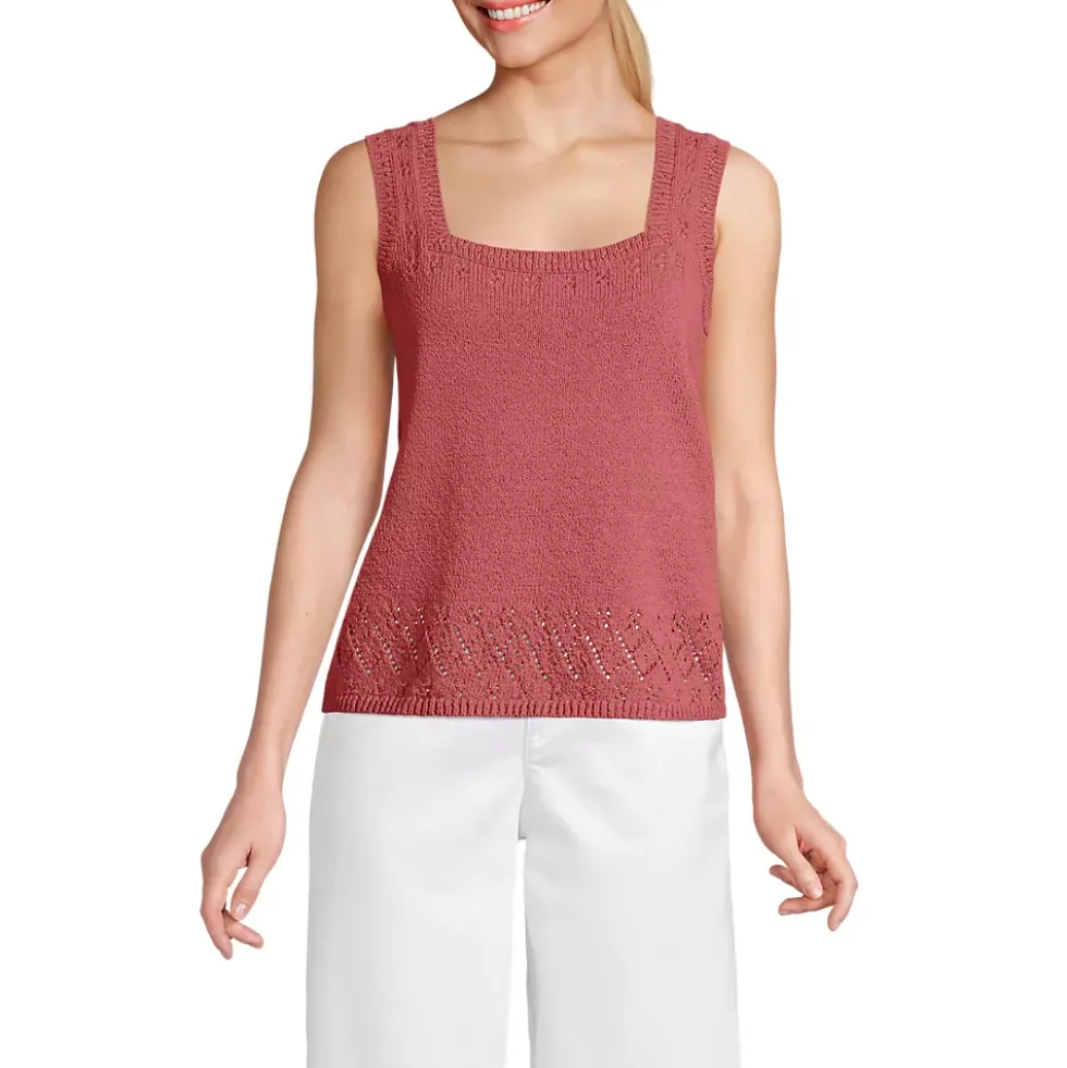 Women's Pointelle Square Neck Tank Sweater