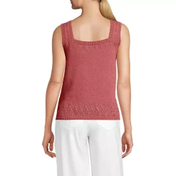Women's Pointelle Square Neck Tank Sweater