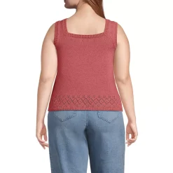 Women's Pointelle Square Neck Tank Sweater