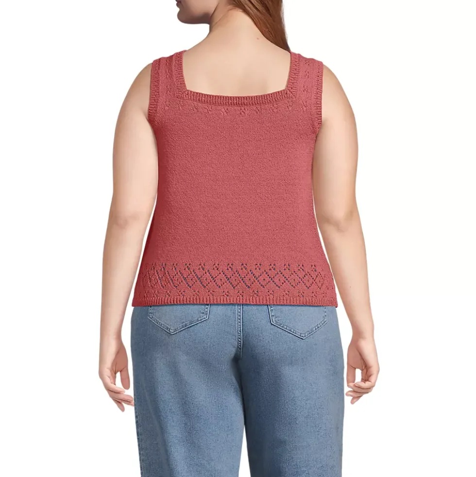 Women's Pointelle Square Neck Tank Sweater