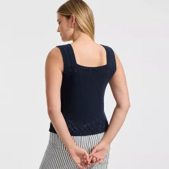 Women's Pointelle Square Neck Tank Sweater